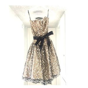 Jessica McClintock gold cocktail dress